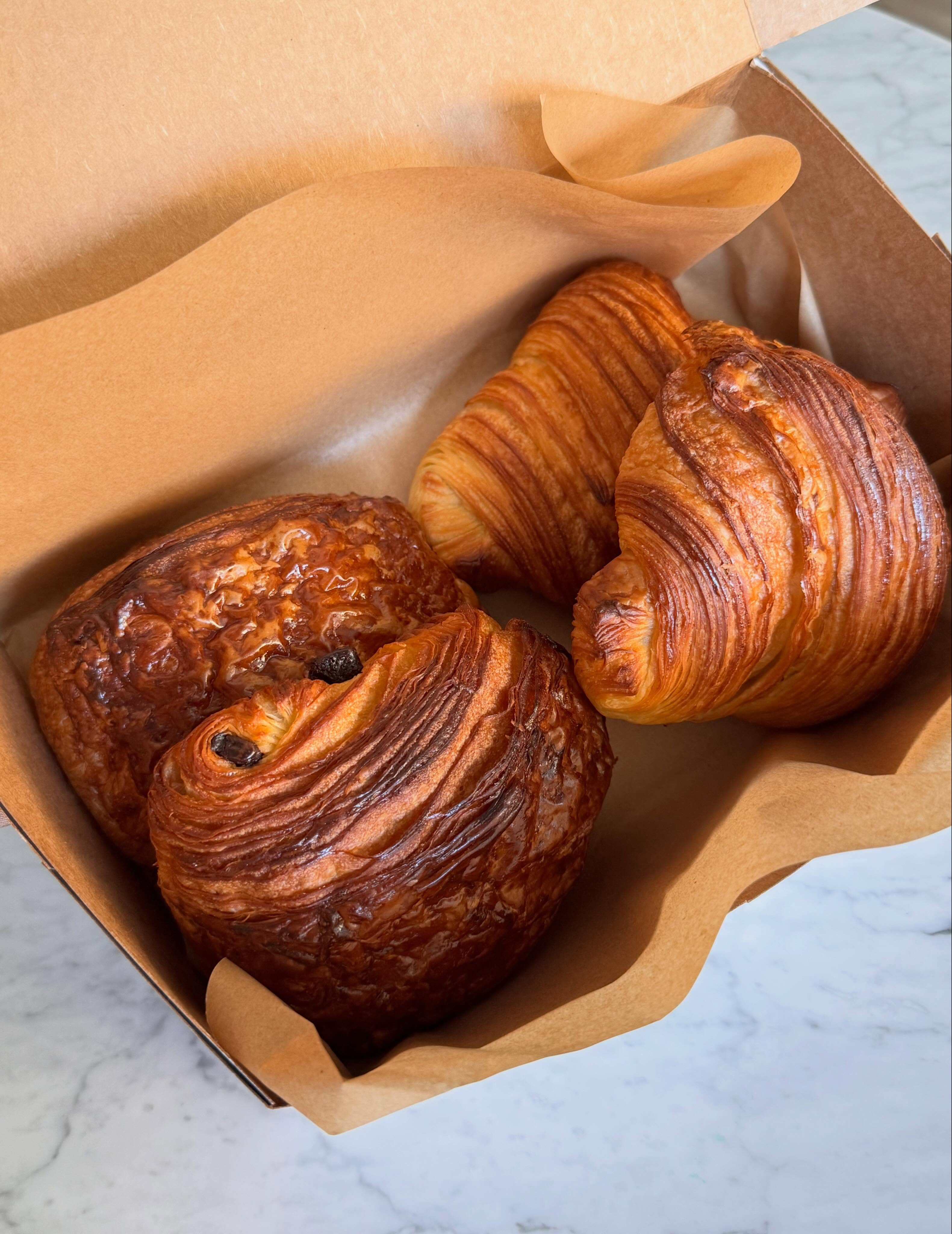 Box of fresh croissants