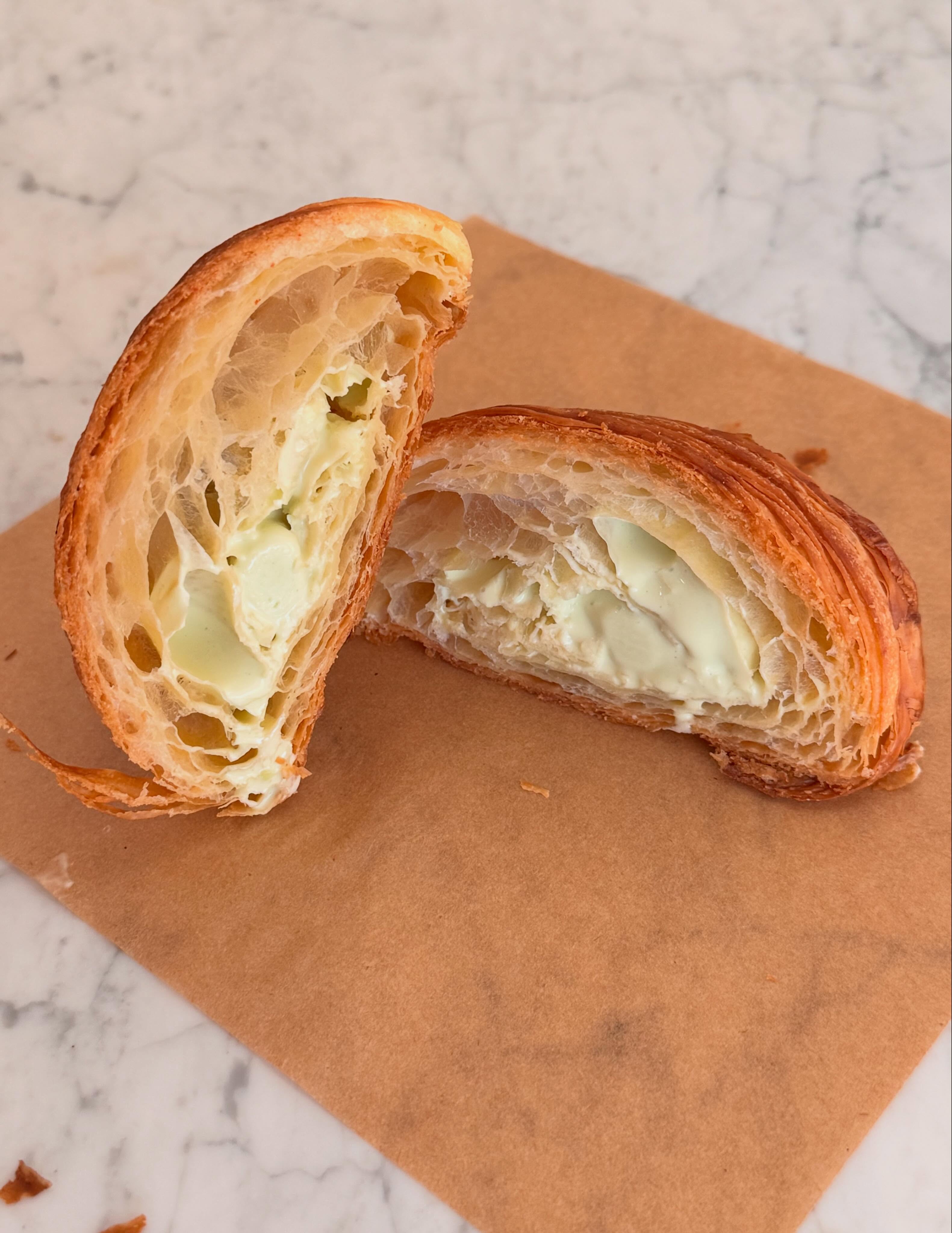 Croissant cross-section showing layers